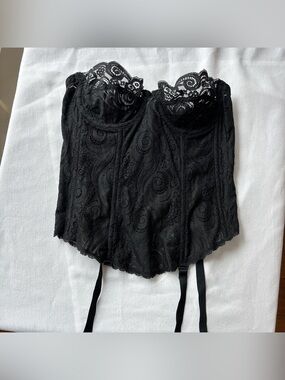 American Vintage Black Lace Bustier with Detachable Garters